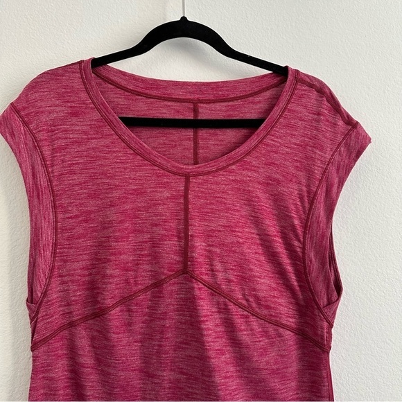 LULULEMON Get Sweat Tee Heathered Berry Rumble Burgundy Maroon - Picture 5 of 7